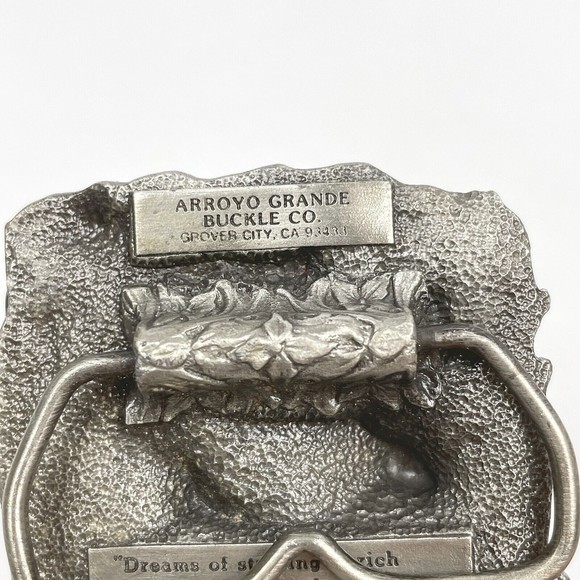 VTG 1981 Arroyo Grande Buckle Co. Gold Miner Mule Pewter 3D Enamel Belt Buckle - Picture 7 of 8